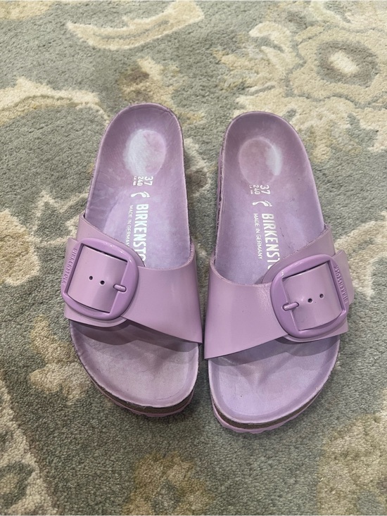 Birkenstock Shoes - Birkenstock Madrid Single-Buckle Slide Sandals in Lavender Size 37